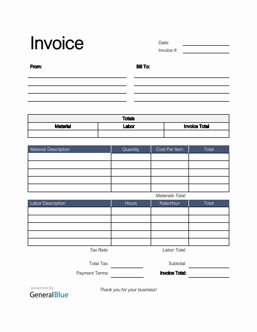 Parts and Labor Invoice in PDF (Basic)