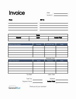 Parts and Labor Invoice in Excel (Basic)
