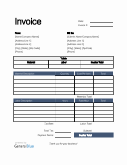 Parts and Labor Invoice in Excel (Basic)