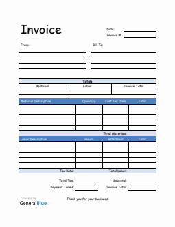 Parts and Labor Invoice in PDF (Blue)