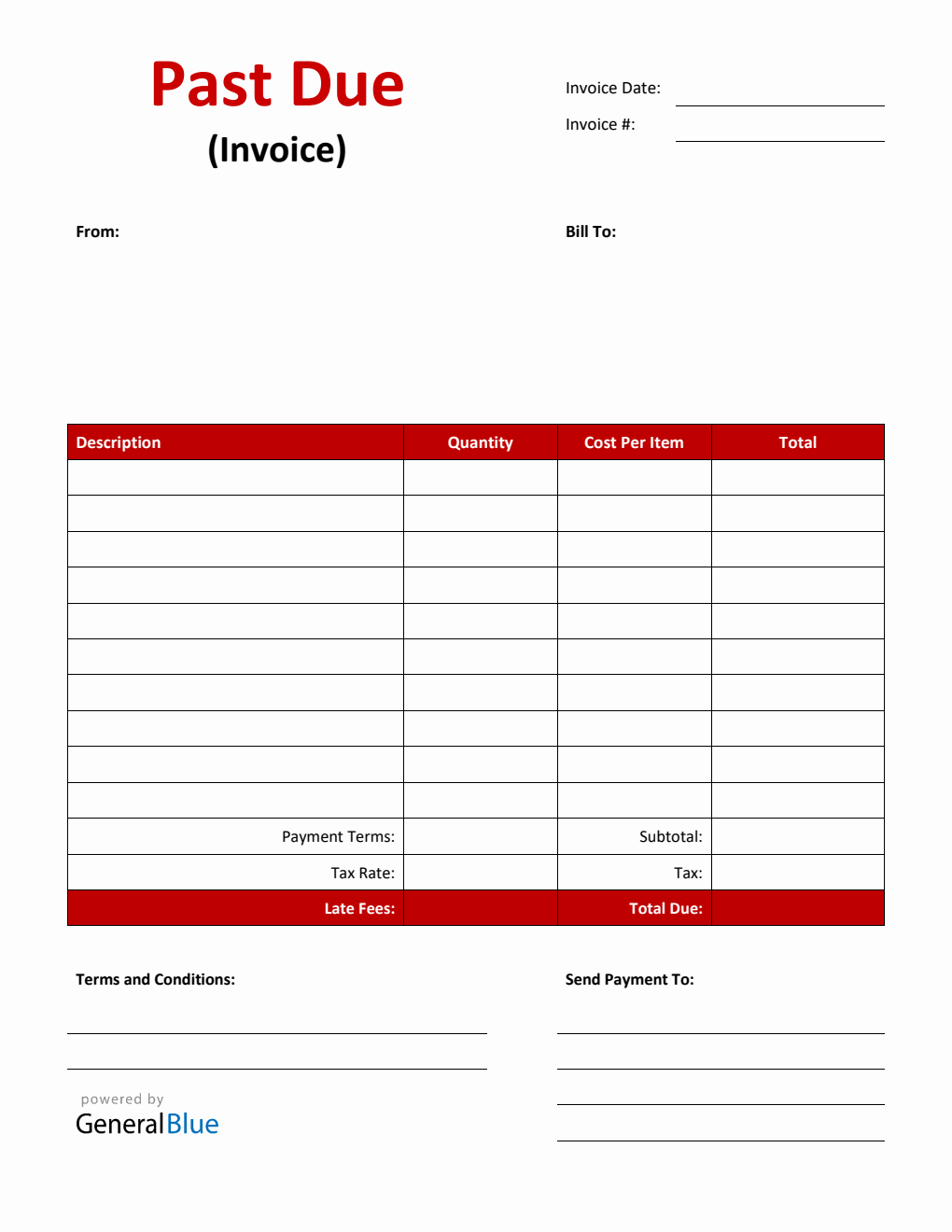 Past Due Invoice in Word (Basic)