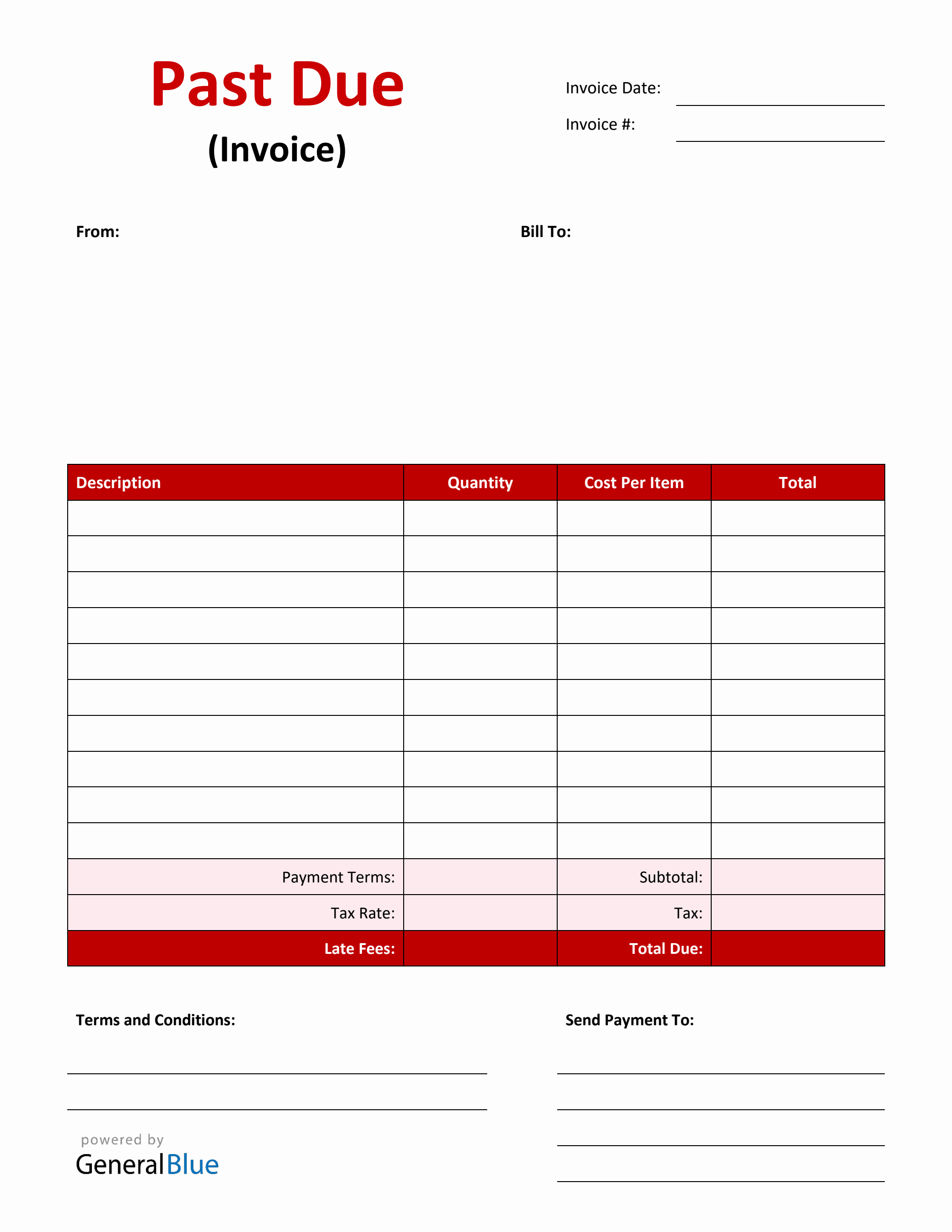 Past Due Invoice in PDF (Basic)