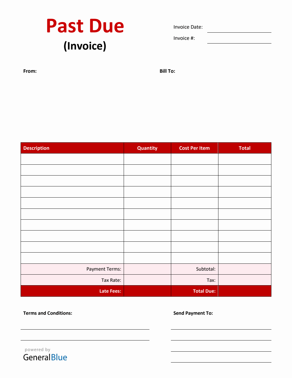 Past Due Invoice in PDF (Basic)