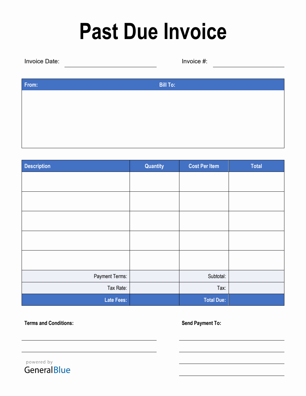 Past Due Invoice in PDF (Simple)