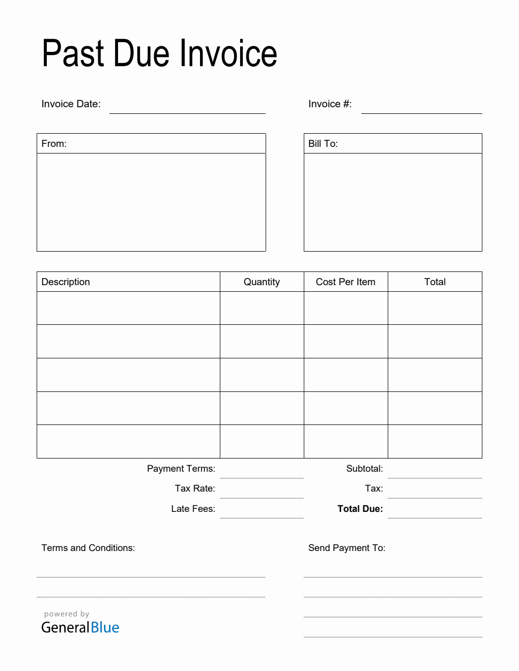 Past Due Invoice in Word (Printable)