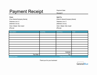 Payment Receipt Template in Word (Aqua)