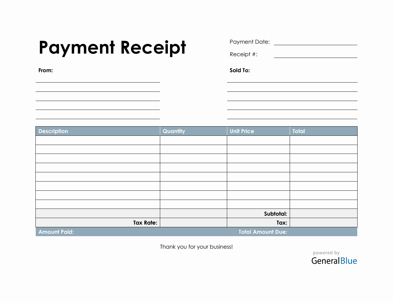 Payment Receipt Template in PDF (Basic)