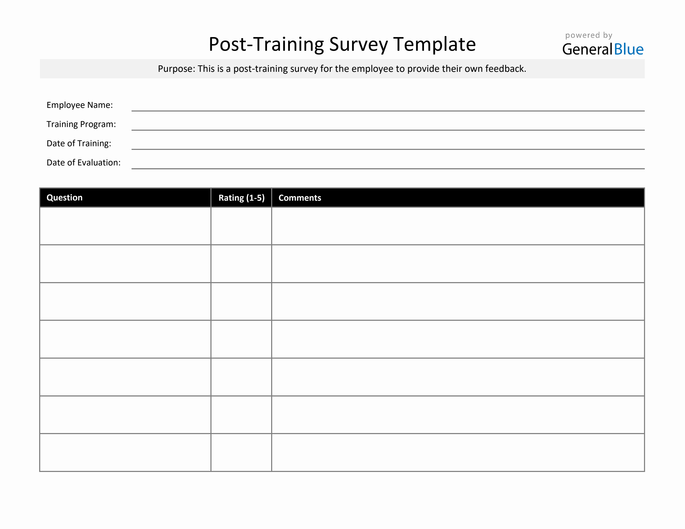 Post Training Quick Guide Free to Download Post-Training Survey Template (Excel Format)