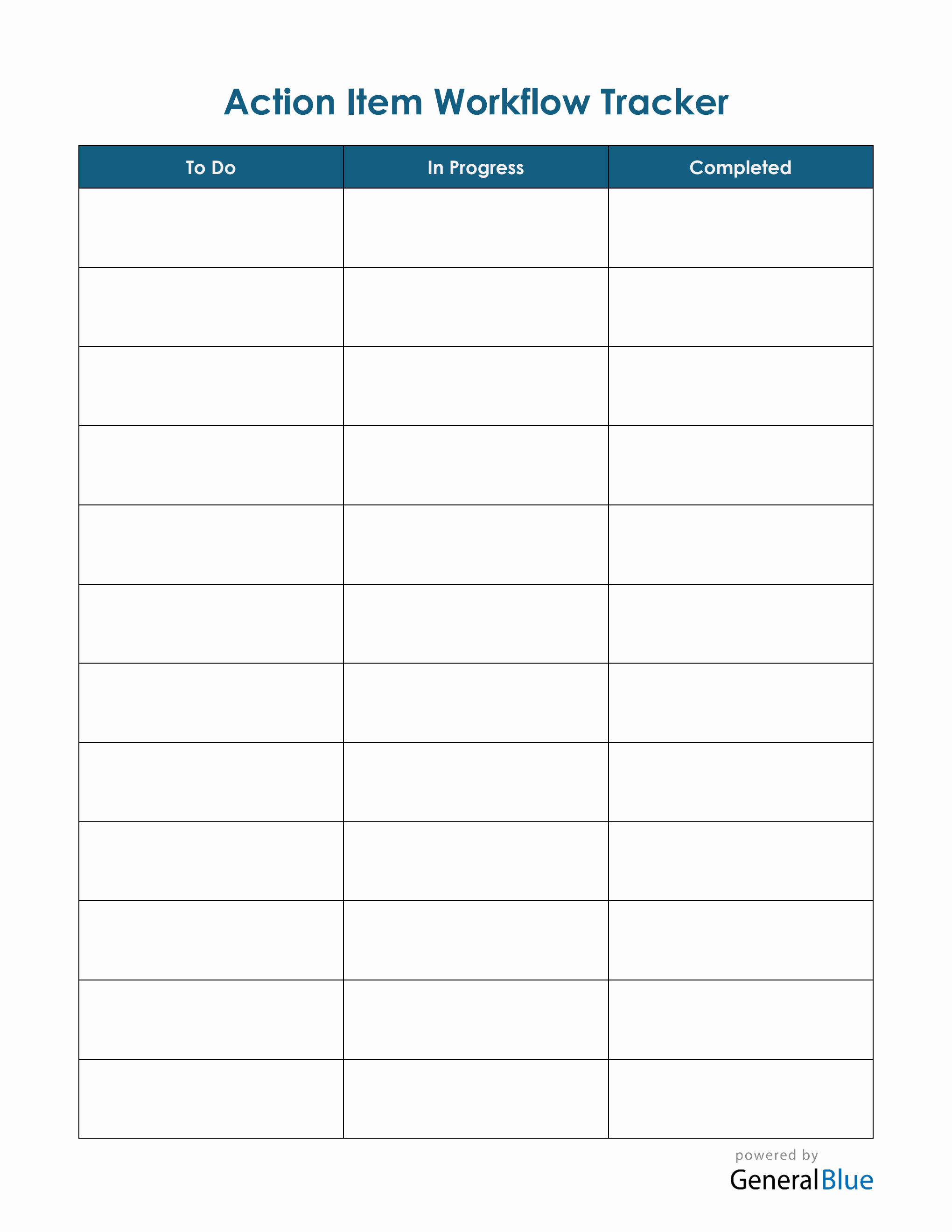 Action Item Workflow Tracker PDF Template (Portrait)