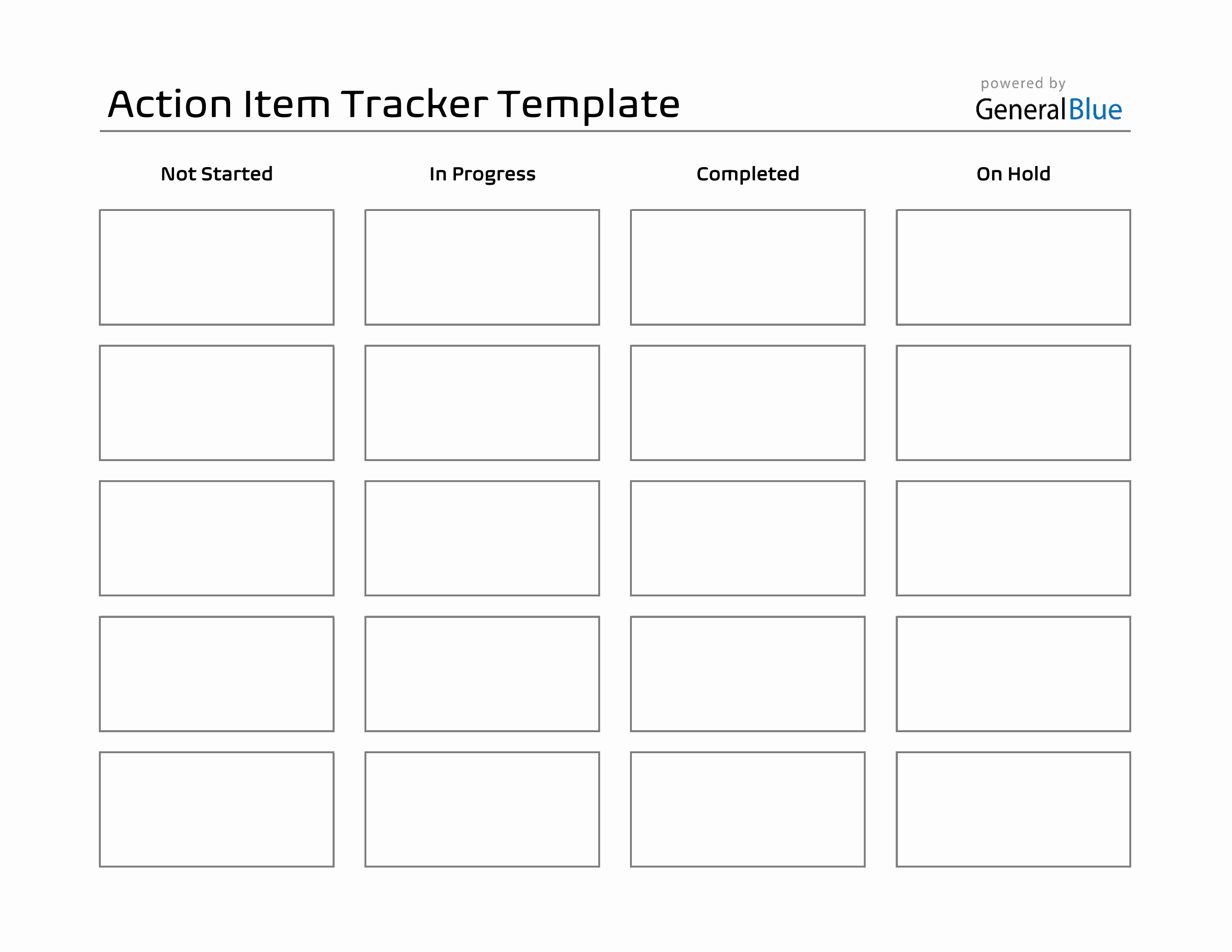 Free Action Item Tracker PDF Template (Landscape)