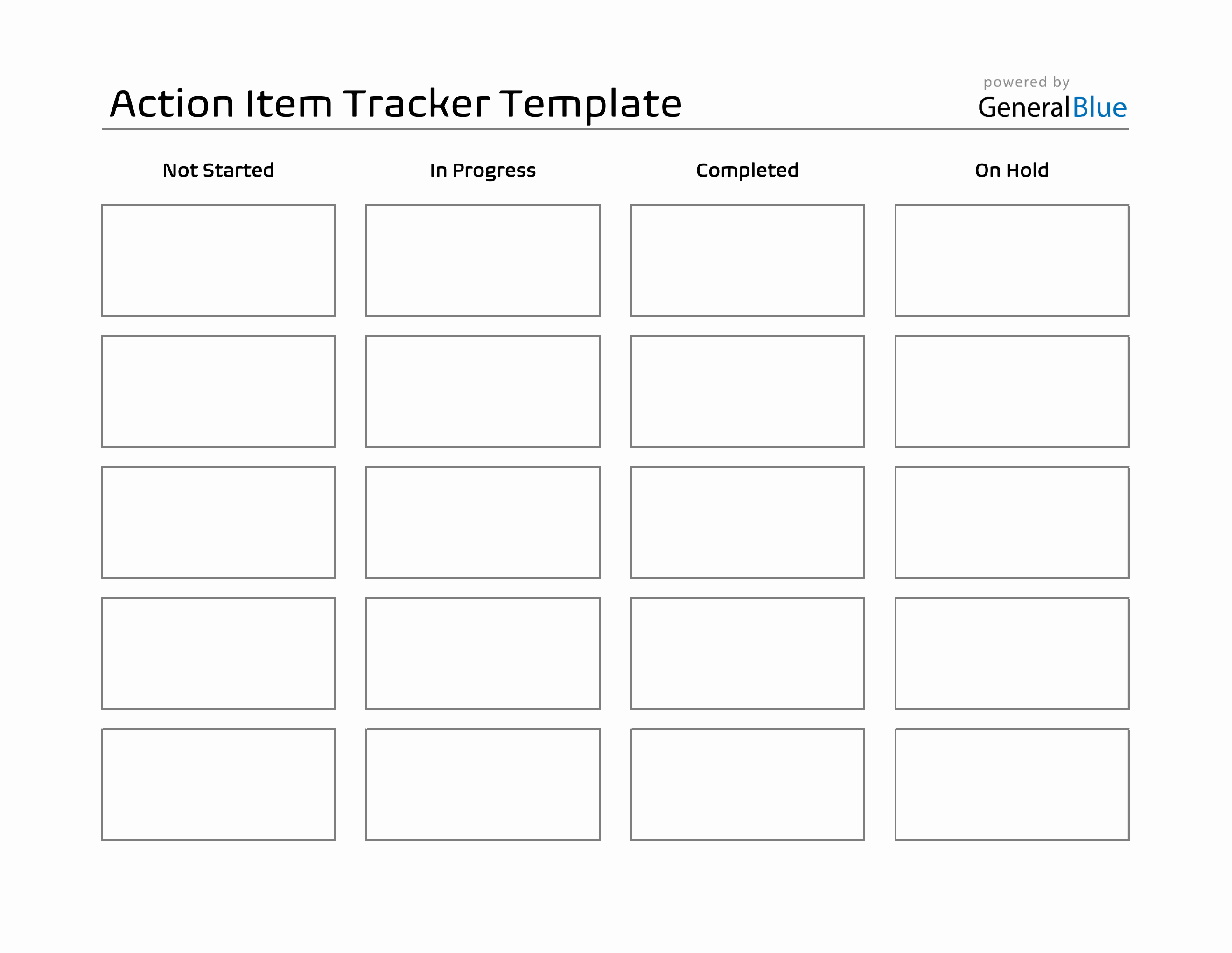 Free Action Item Tracker Excel Template (Landscape)