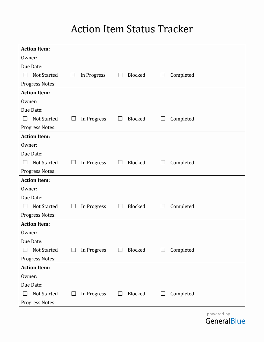 Action List Template (Word)