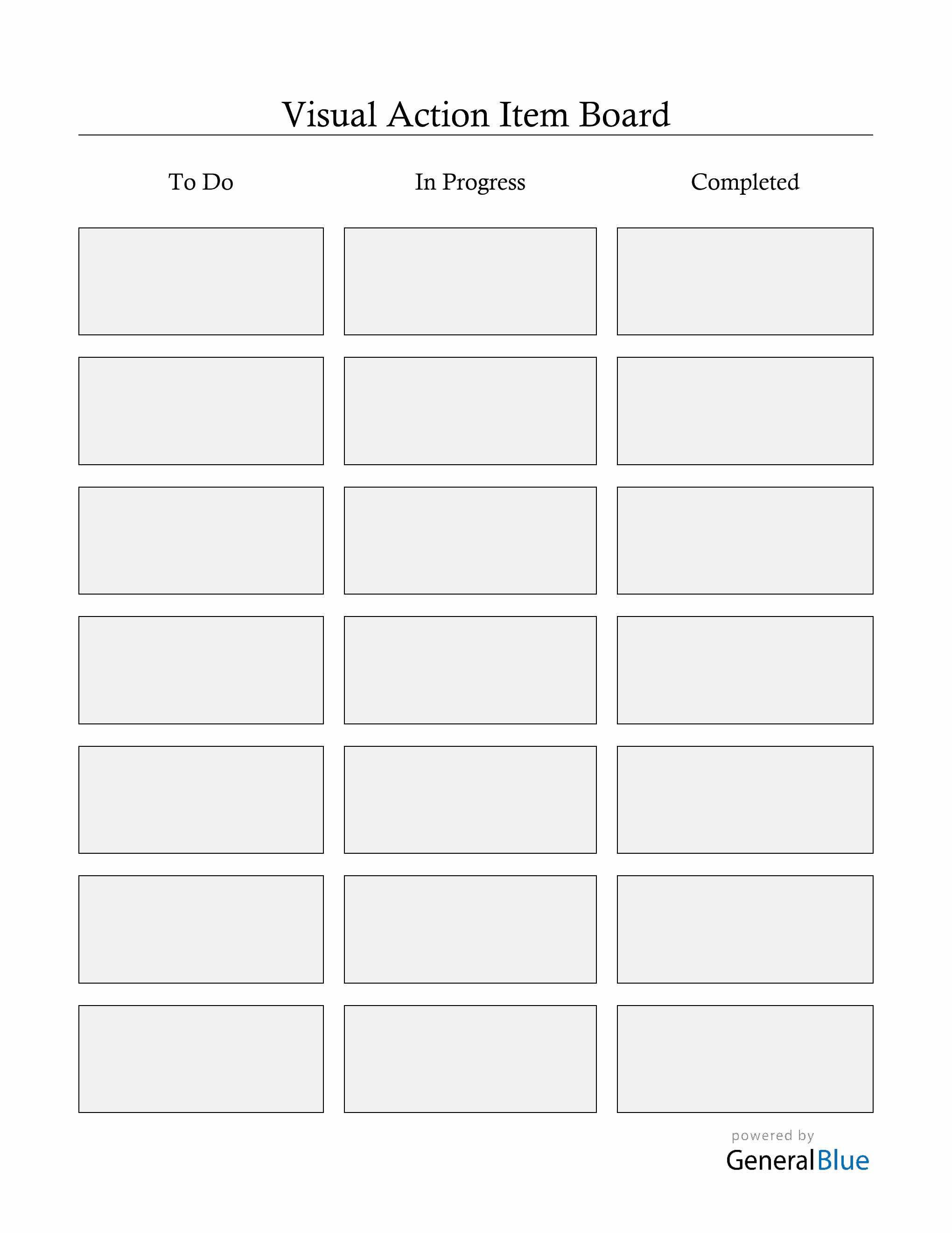 Visual Action Item Board PDF Template (Portrait)