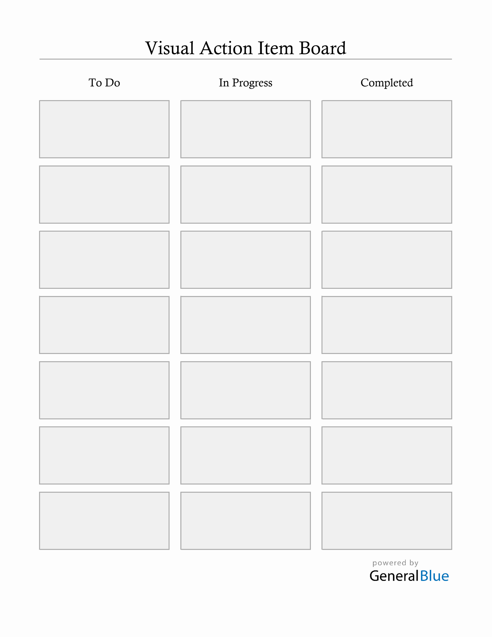 Visual Action Item Board Excel Template (Portrait)