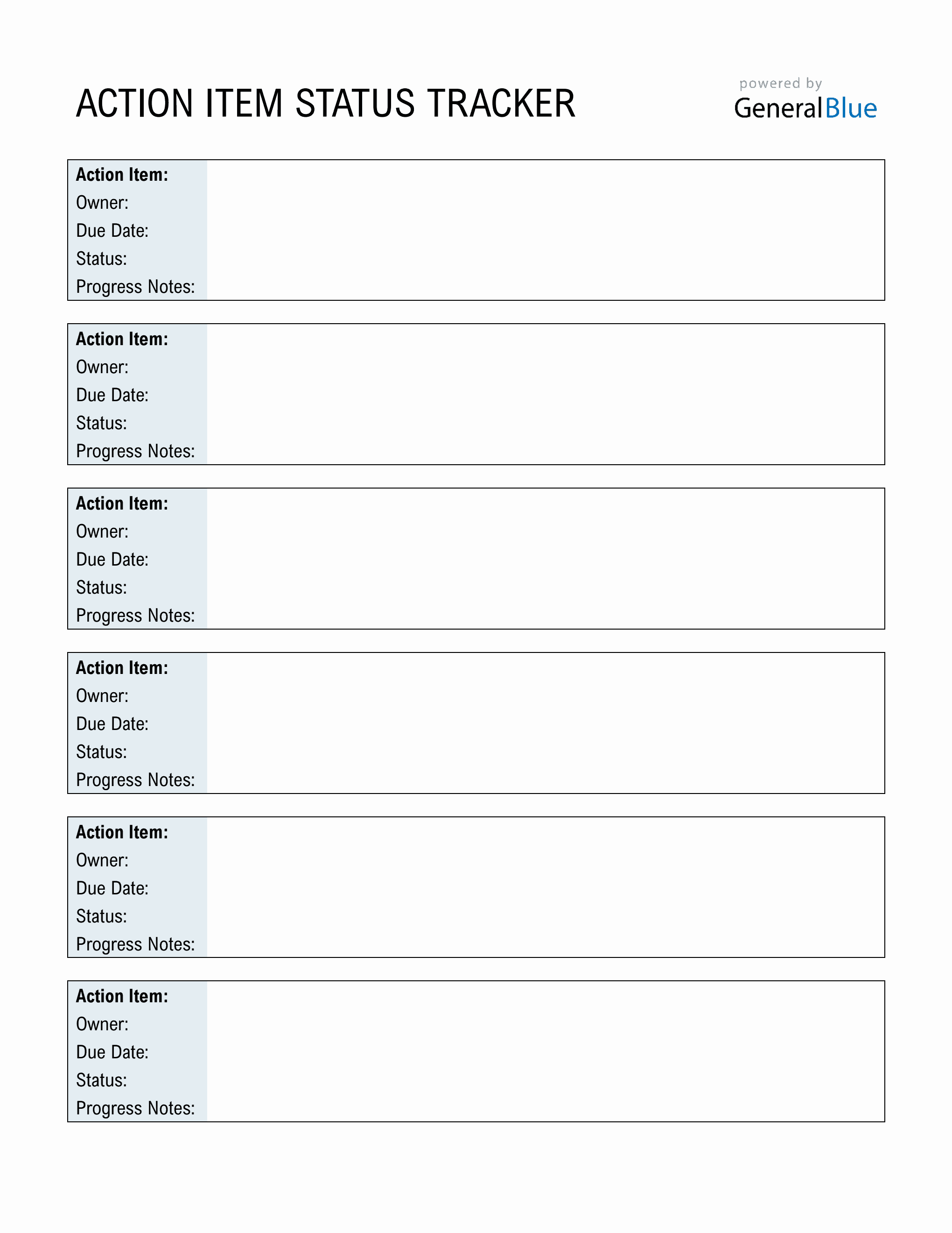 Action Item Status Tracker Template (Word)