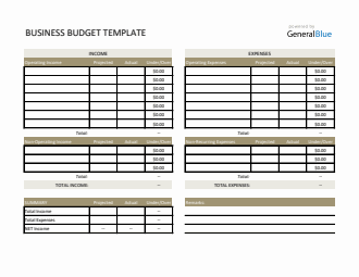 Printable Business Budget Template in Excel (Basic)
