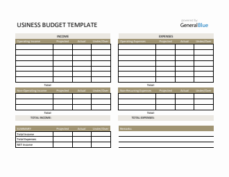 Printable Business Budget Template in Word (Basic)