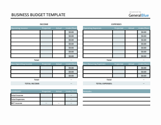 Printable Business Budget Template in Excel (Colorful)