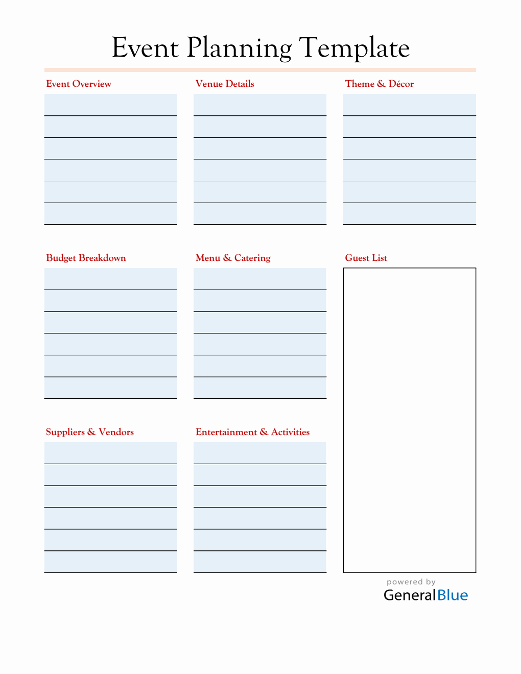 Event Planner Template in Excel (Downloadable)