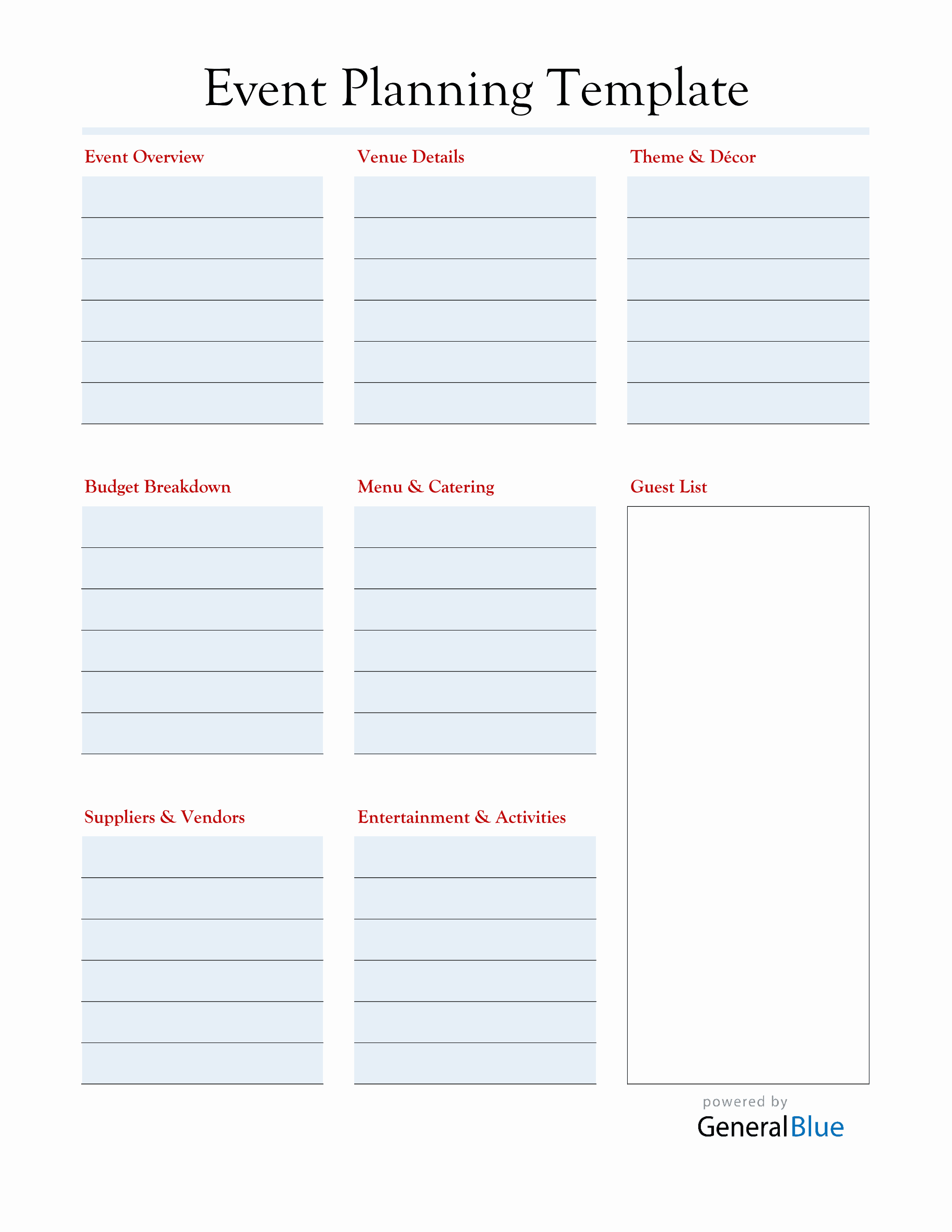 Event Planner Template in PDF (Downloadable)
