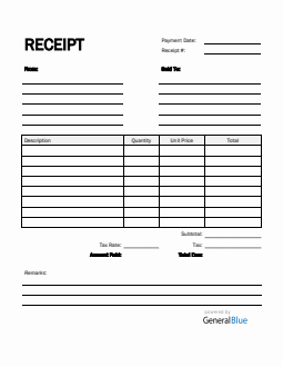 Printable Receipt Template in PDF (Simple)