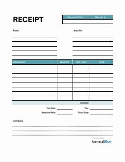 Printable Receipt Template in PDF (Simple)