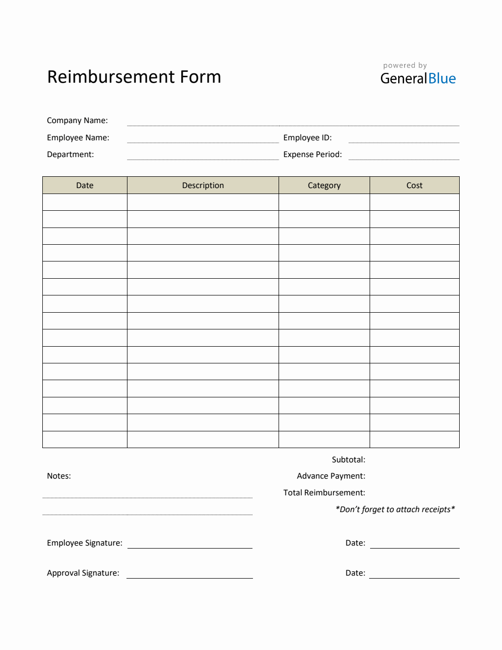 Free Word Reimbursement Templates Free Word Reimbursement Templates
