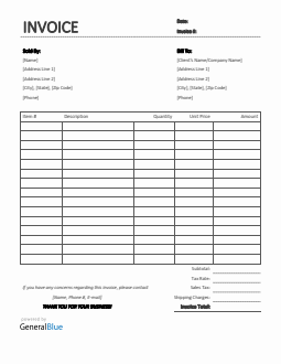 Printable Sales Invoice in Word (Basic)