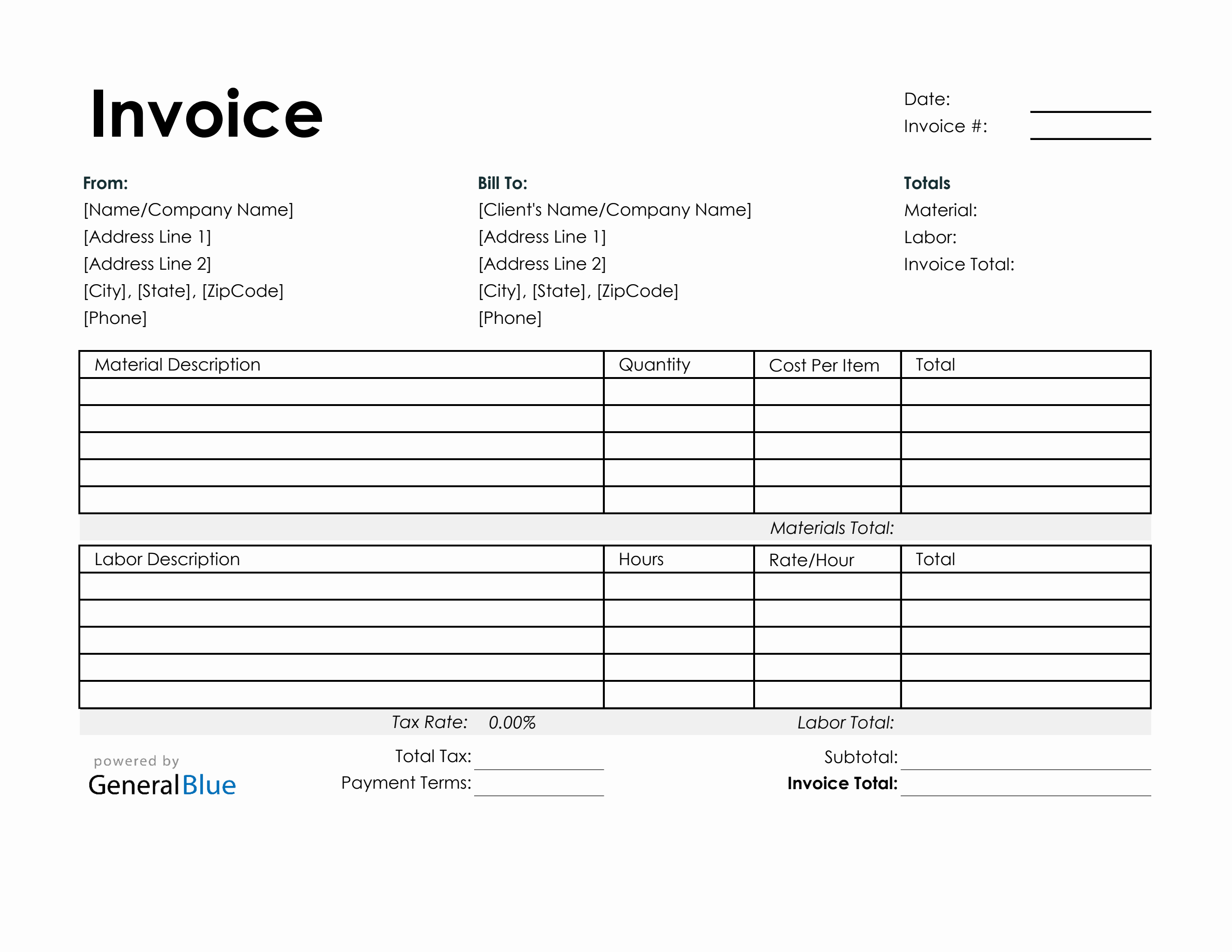 Time And Material Billing Template