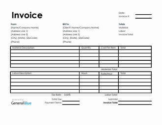 Printable Time and Materials Invoice in Word (Simple)