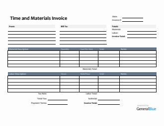 Time And Material Invoice Template