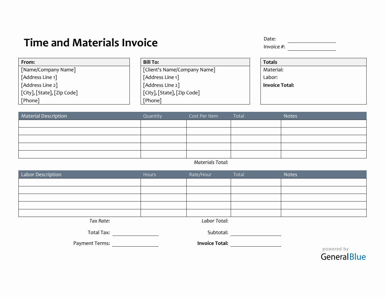 Image 5 for Time And Material Invoice Template