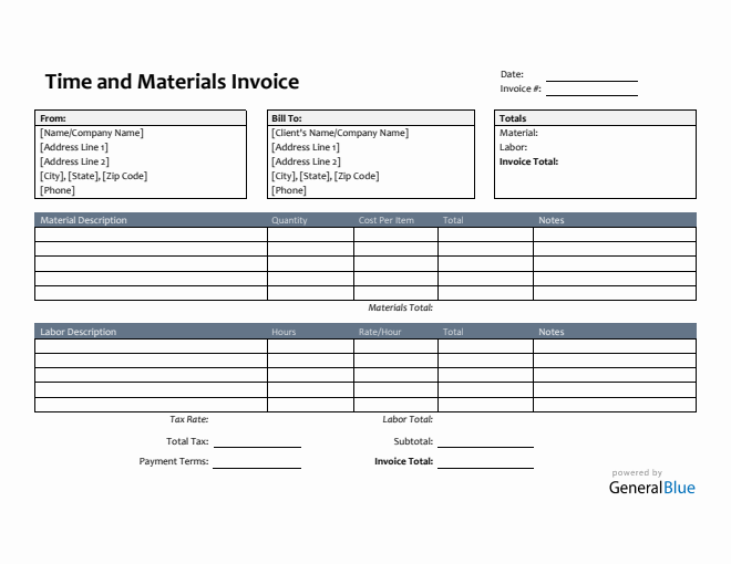 Image 4 for Time And Material Invoice Template