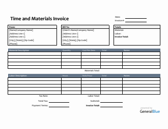 Printable Time and Materials Invoice in Word (Colorful)
