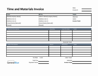 Printable Time and Materials Invoice in PDF (Colorful)