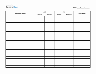 Printable Time-in and Time-Out Timesheet (Excel, Letter)