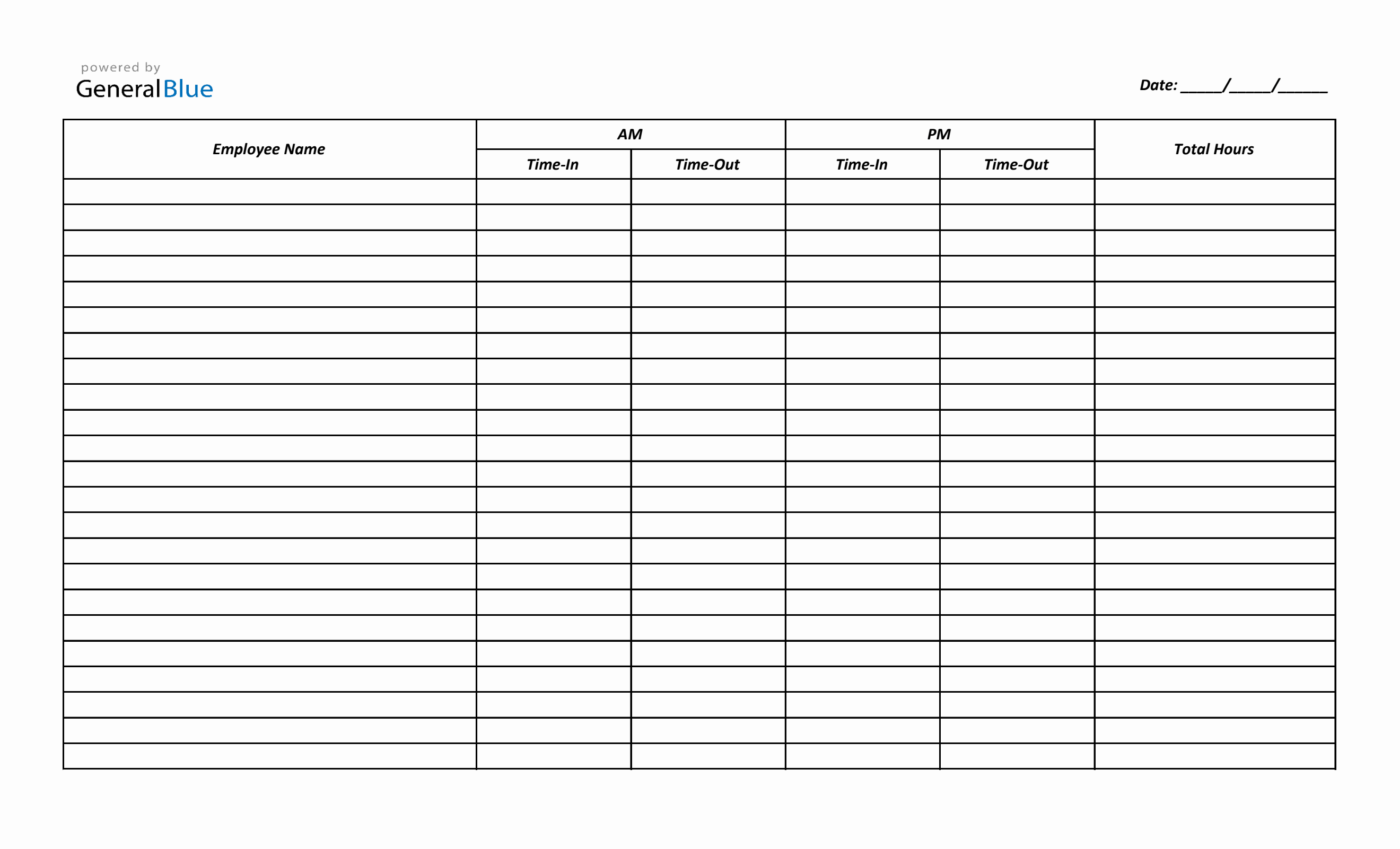 Printable Time-in and Time-Out Timesheet (Excel, Legal)