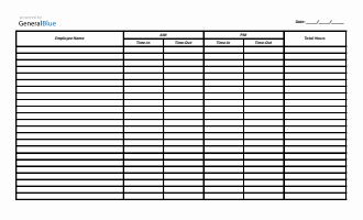 Printable Time-in and Time-Out Timesheet (Excel, Legal)