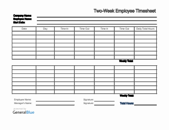 printable two week employee timesheet in pdf