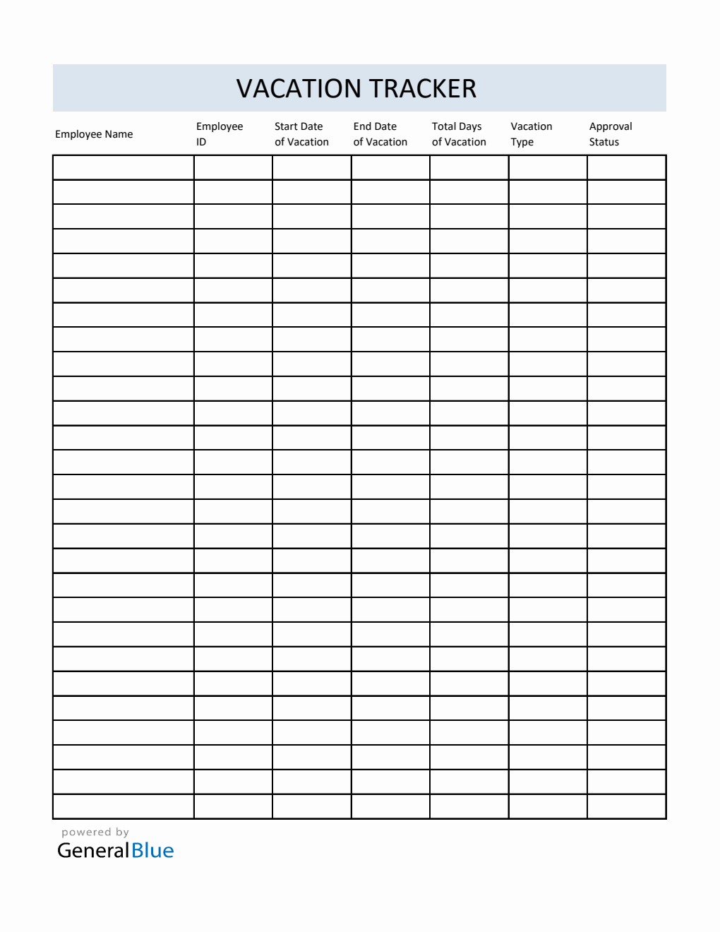 Free Printable Vacation Leave Tracker (Excel)