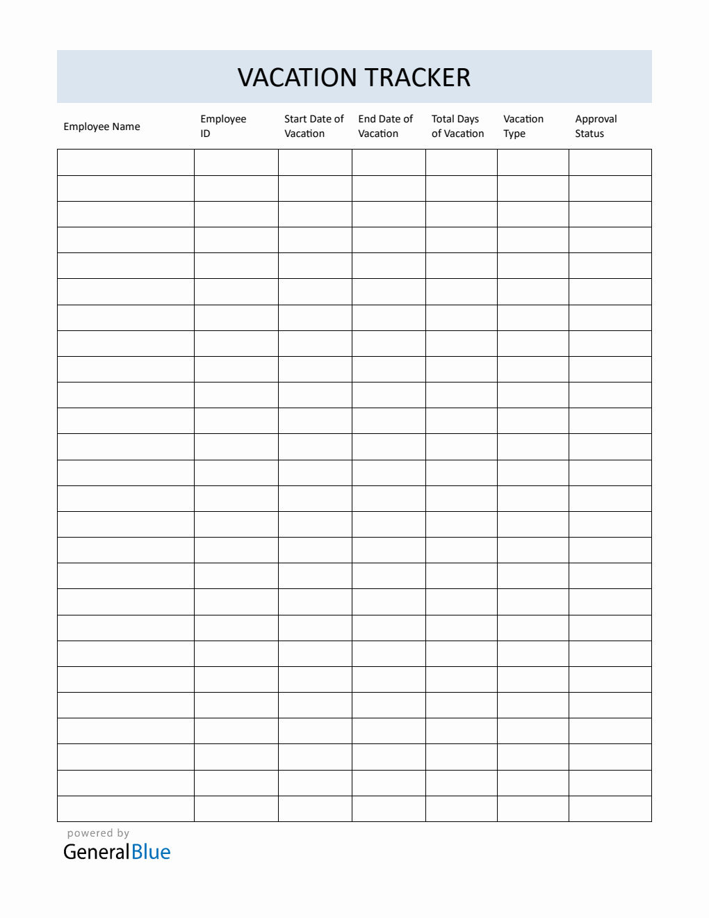 Free Printable Vacation Leave Tracker (Word)