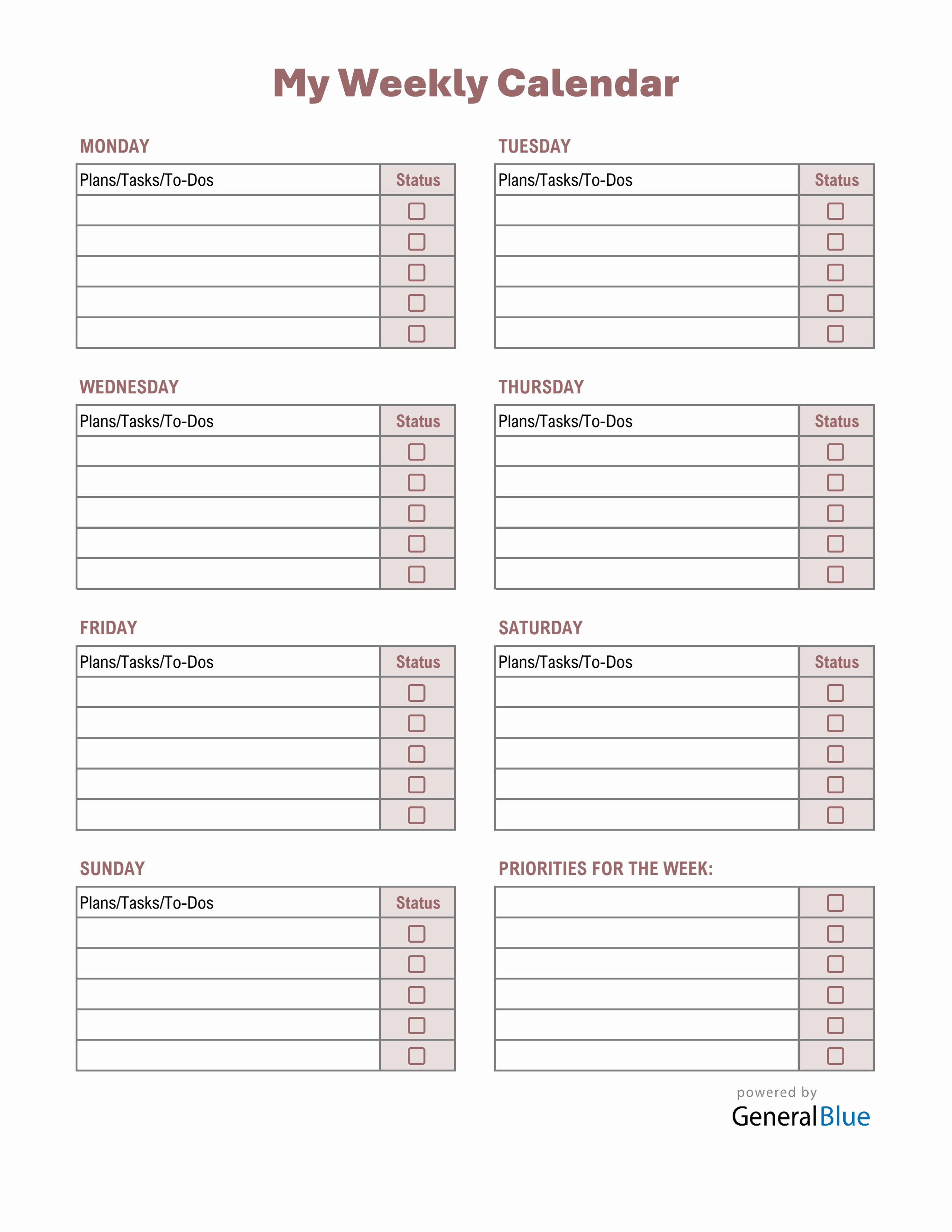 Weekly Check Box Excel Weekly Checklist Template (Free To Customize)