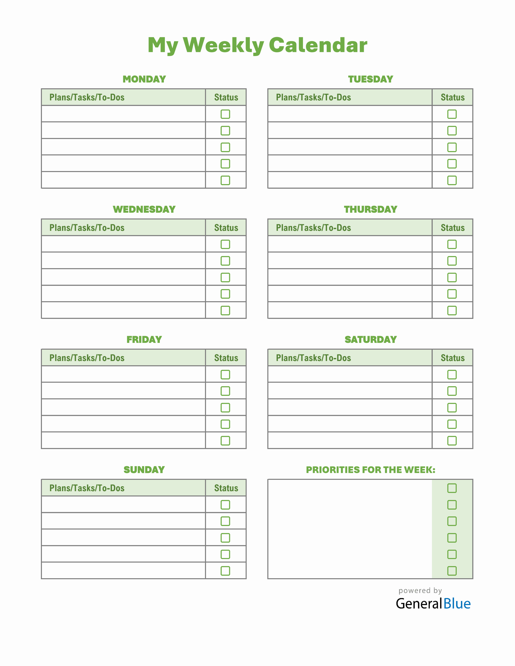 Excel Weekly Checklist Template (Free To Modify)