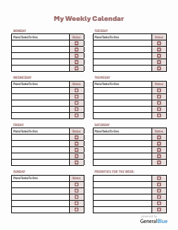 Weekly Checklist Template in Word Format - (Free To Customize)