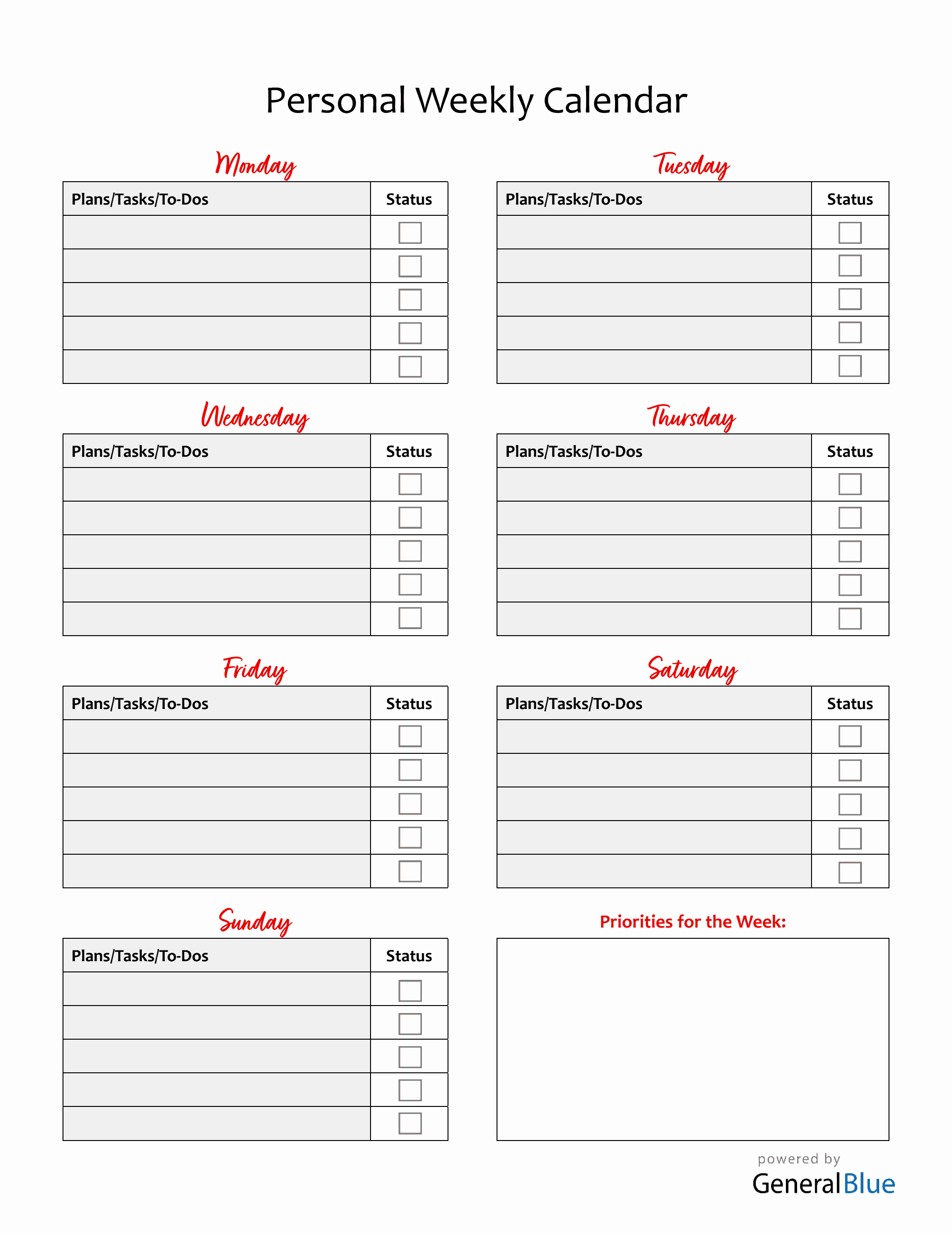 Weekly Dated Checklist.pdf Weekly Checklist PDF - Free To Download
