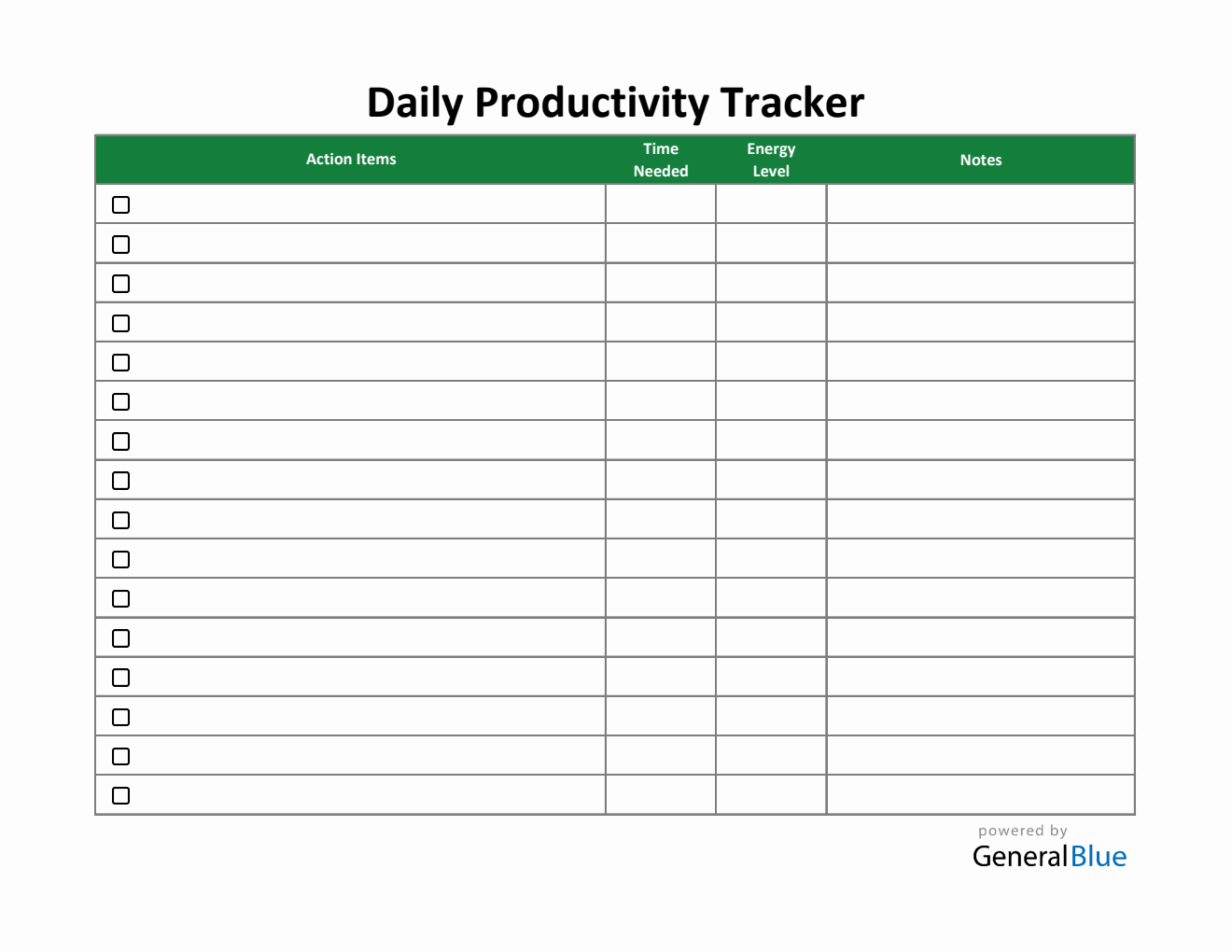 Downloadable And Customizable Productivity Tracker Template (Excel)