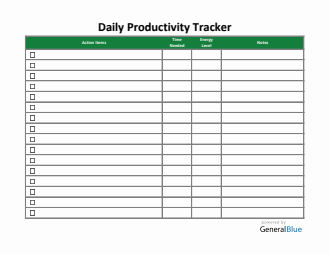 Downloadable And Customizable Productivity Tracker Template (Excel)
