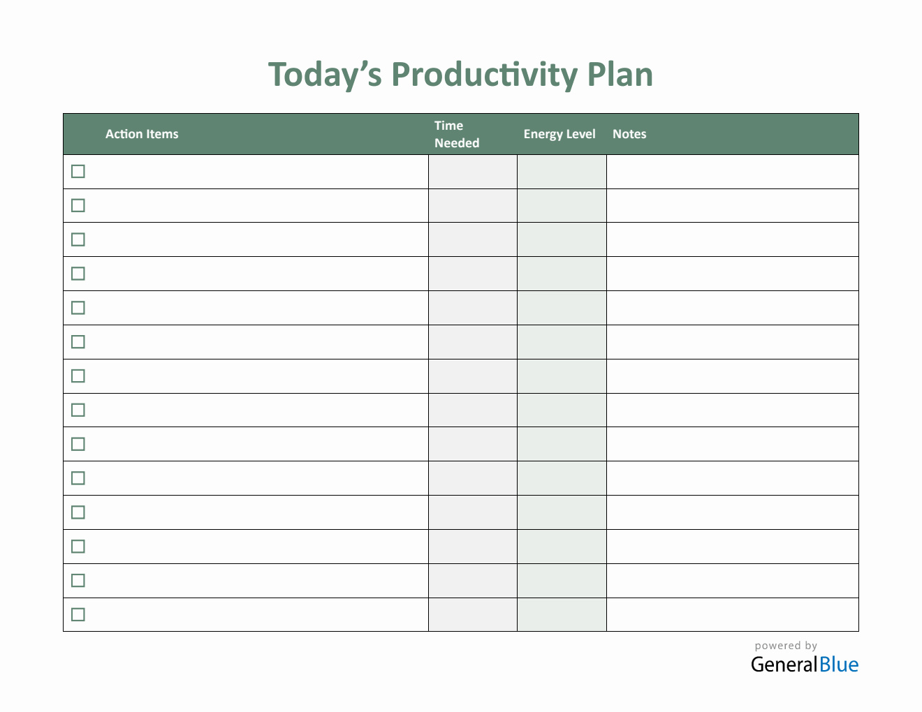 Downloadable And Customizable Productivity Tracker Word Template