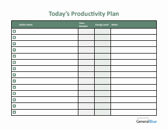 Downloadable And Customizable Productivity Tracker Word Template