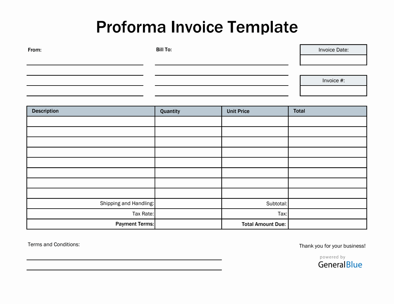 Free Excel Proforma Invoice Templates